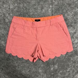 J. Crew Linen Scalloped Chino Shorts Women's 8 Pink Breathable